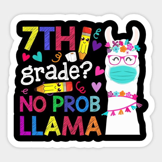 Quarantine Llama 7th Grade 2020 School Social Distance Shirt Funny Back To School Gifts Sticker by Alana Clothing